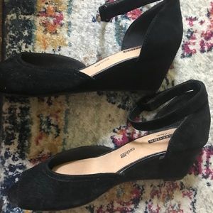 Clark’s suede ankle strap wedges